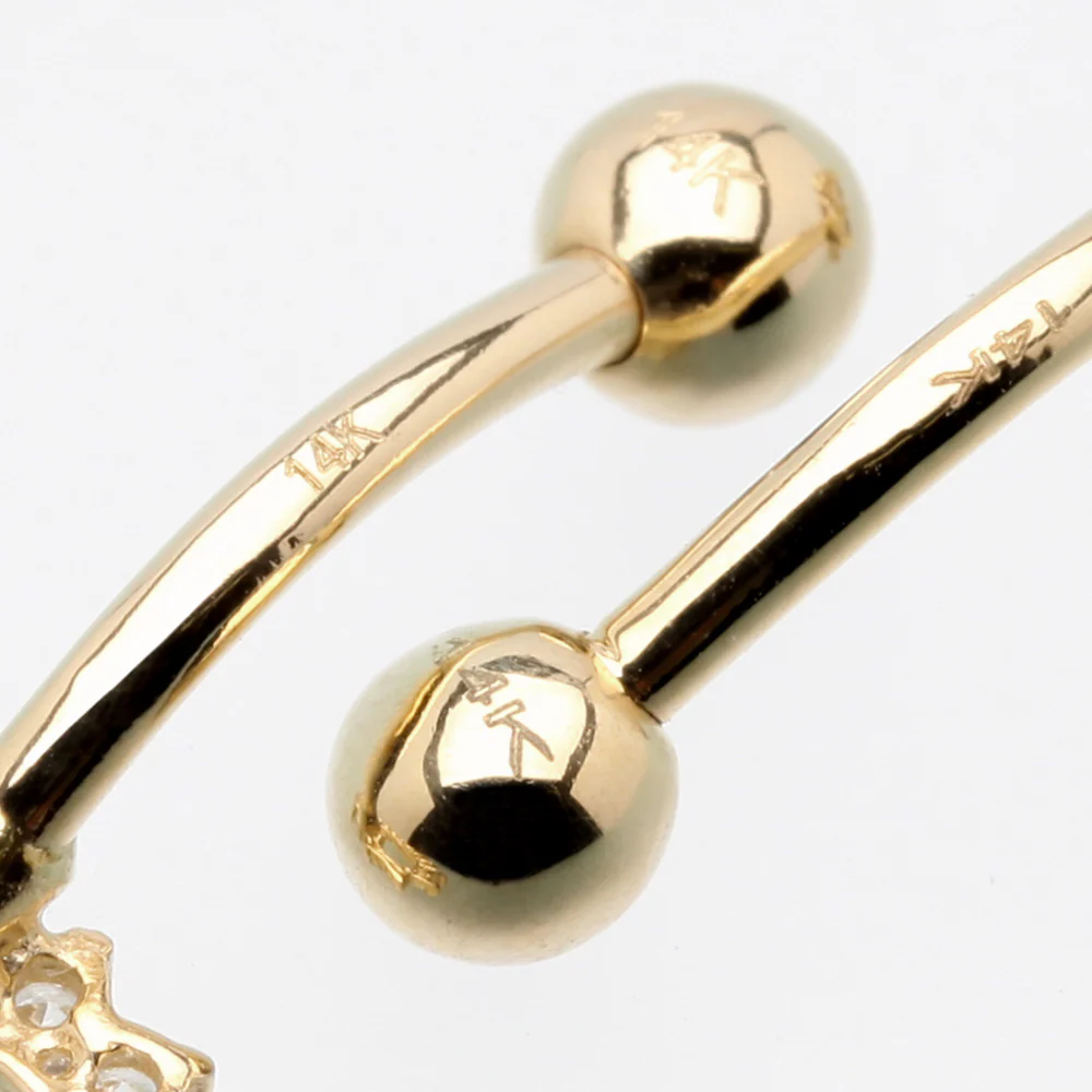 14 Karat Gold Prong Set Fire Opal Belly Button Ring - Image 4